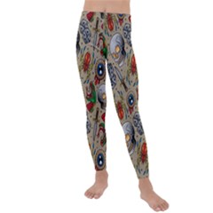 Tattoo Pattern Kids  Lightweight Velour Leggings by Bedest