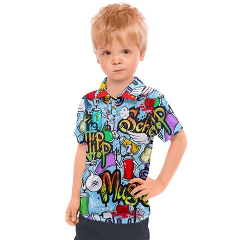 Graffiti Characters Seamless Patterns Kids  Polo T-shirt by Bedest