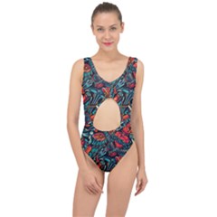 Vintage Tattoos Colorful Seamless Pattern Center Cut Out Swimsuit by Bedest