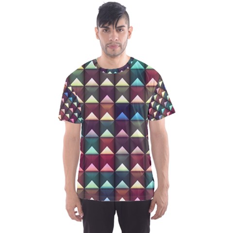 Diamond Geometric Square Design Pattern Men s Sport Mesh T-shirt by Pakjumat