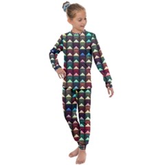 Diamond Geometric Square Design Pattern Kids  Long Sleeve Set  by Pakjumat