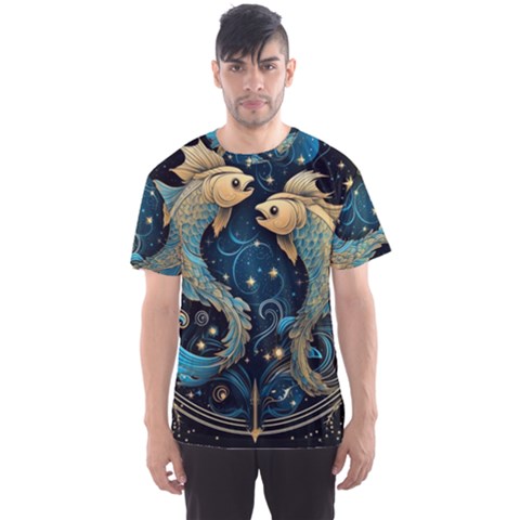 Fish Star Sign Men s Sport Mesh T-shirt by Pakjumat