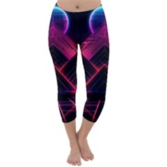 Synthwave City Retrowave Wave Capri Winter Leggings  by Pakjumat