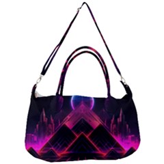 Synthwave City Retrowave Wave Removable Strap Handbag by Pakjumat