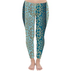 Gold Pattern Texture Golden Ornament Classic Winter Leggings by Pakjumat