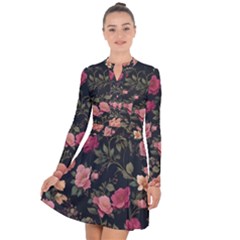 Flower Pattern Long Sleeve Panel Dress by Pakjumat