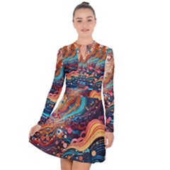 Pattern Abstract Long Sleeve Panel Dress by Pakjumat