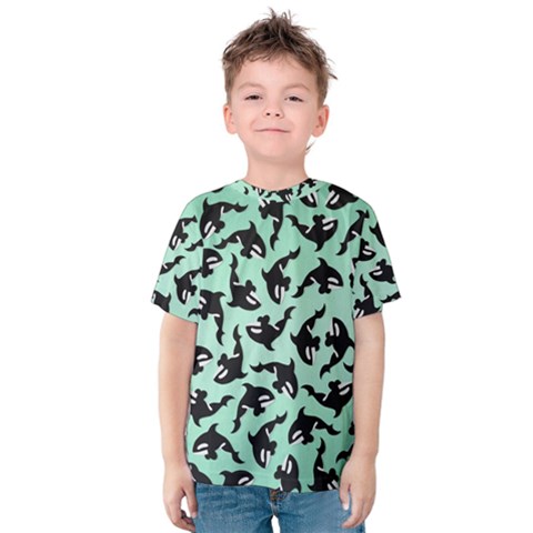 Orca Killer Whale Fish Kids  Cotton T-shirt by Pakjumat