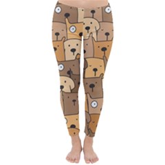 Cute Dog Seamless Pattern Background Classic Winter Leggings by Pakjumat