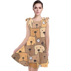 Cute Dog Seamless Pattern Background Tie Up Tunic Dress by Pakjumat