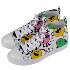 Funny Monster Pattern Women s Mid-top Canvas Sneakers by Pakjumat