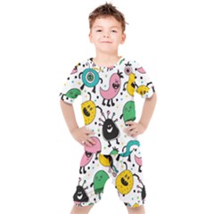 Funny Monster Pattern Kids  T-shirt And Shorts Set by Pakjumat