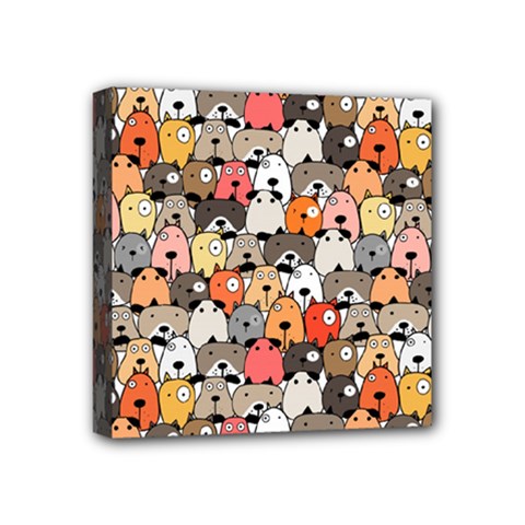 Cute Dog Seamless Pattern Background Mini Canvas 4  X 4  (stretched) by Pakjumat