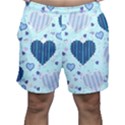 Hearts Pattern Paper Wallpaper Blue Background Men s Shorts View1