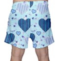 Hearts Pattern Paper Wallpaper Blue Background Men s Shorts View2