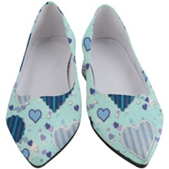 Hearts Pattern Paper Wallpaper Blue Background Women s Block Heels  by Pakjumat