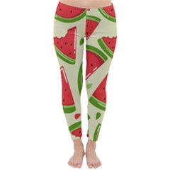 Cute Watermelon Seamless Pattern Classic Winter Leggings by Pakjumat