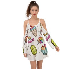 Doodle Cartoon Drawn Cone Food Boho Dress by Hannah976