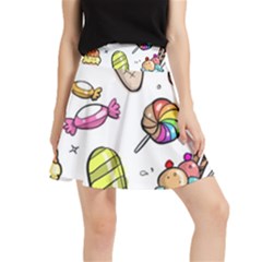 Doodle Cartoon Drawn Cone Food Waistband Skirt by Hannah976