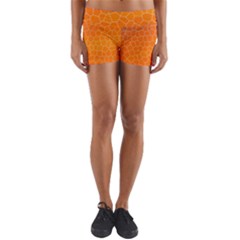 Orange Mosaic Structure Background Yoga Shorts by Hannah976