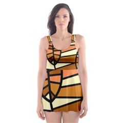 Autumn Leaf Mosaic Seamless Skater Dress Swimsuit by Hannah976