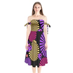 Seamless Halloween Day Of The Dead Shoulder Tie Bardot Midi Dress by Hannah976