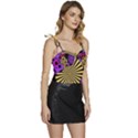 Seamless Halloween Day Of The Dead Flowy Camisole Tie Up Top View3