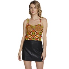 Geometry Shape Retro Trendy Symbol Flowy Camisole Tie Up Top by Hannah976