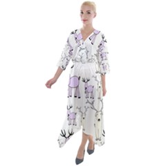 Cute Deers  Quarter Sleeve Wrap Front Maxi Dress by ConteMonfrey