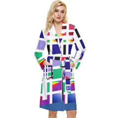 Color Graffiti Pattern Geometric Long Sleeve Velvet Robe by Hannah976