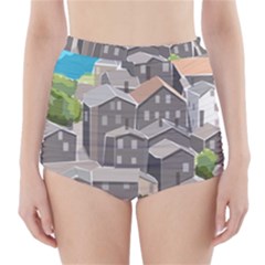 Village Place Portugal Landscape High-waisted Bikini Bottoms by Hannah976