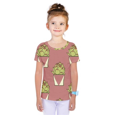 Cactus Pattern Background Texture Kids  One Piece T-shirt by Hannah976