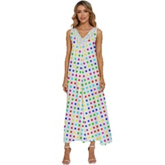 Dots Color Rows Columns Background V-neck Sleeveless Loose Fit Overalls by Hannah976