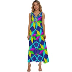 Pattern Star Abstract Background V-neck Sleeveless Loose Fit Overalls by Hannah976