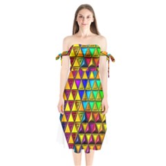 Cube Diced Tile Background Image Shoulder Tie Bardot Midi Dress by Hannah976