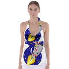 Rocket Ship Launch Vehicle Moon Tie Back Tankini Top by Sarkoni