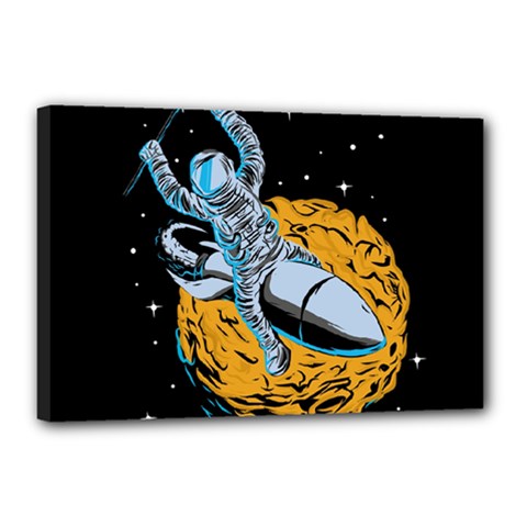 Astronaut Planet Space Science Canvas 18  X 12  (stretched) by Sarkoni