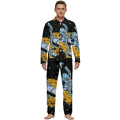 Astronaut Planet Space Science Men s Long Sleeve Velvet Pocket Pajamas Set by Sarkoni