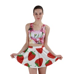 Seamless Pattern Fresh Strawberry Mini Skirt by Sarkoni