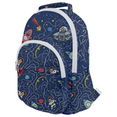 Cat Cosmos Cosmonaut Rocket Rounded Multi Pocket Backpack by Grandong