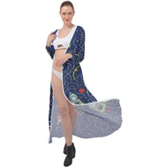Cat Cosmos Cosmonaut Rocket Maxi Chiffon Beach Wrap by Grandong