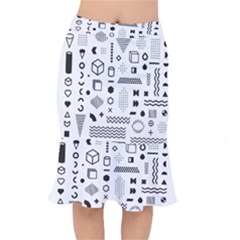 Pattern Hipster Abstract Form Geometric Line Variety Shapes Polkadots Fashion Style Seamless Short Mermaid Skirt by Grandong