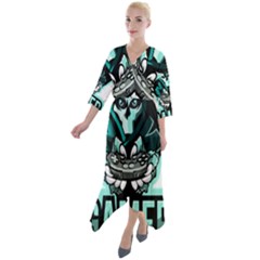 Gamer Illustration Gamer Video Game Logo Quarter Sleeve Wrap Front Maxi Dress by Sarkoni