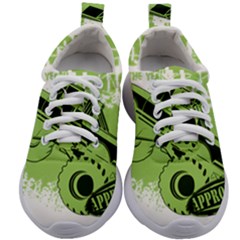 Monster Truck Illustration Green Car Kids Athletic Shoes by Sarkoni