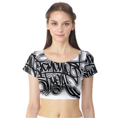 Hip Hop Music Drawing Art Graffiti Short Sleeve Crop Top by Sarkoni