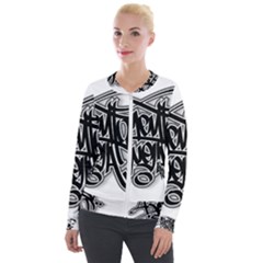 Hip Hop Music Drawing Art Graffiti Velvet Zip Up Jacket by Sarkoni