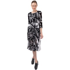 Hip Hop Music Drawing Art Graffiti Ruffle End Midi Chiffon Dress by Sarkoni