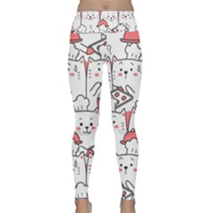 Cute Cat Chef Cooking Seamless Pattern Cartoon Lightweight Velour Classic Yoga Leggings by Bedest