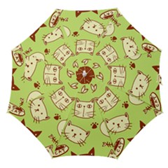 Cute Hand Drawn Cat Seamless Pattern Straight Umbrellas by Bedest