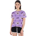 Cute Colorful Cat Kitten With Paw Yarn Ball Seamless Pattern Open Back Sport T-Shirt View1